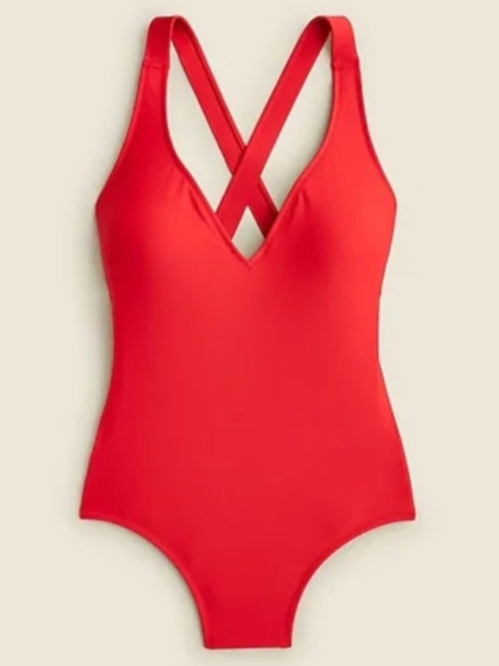 NWT J. Crew plunge cross back one-piece swimsuit in red size 12